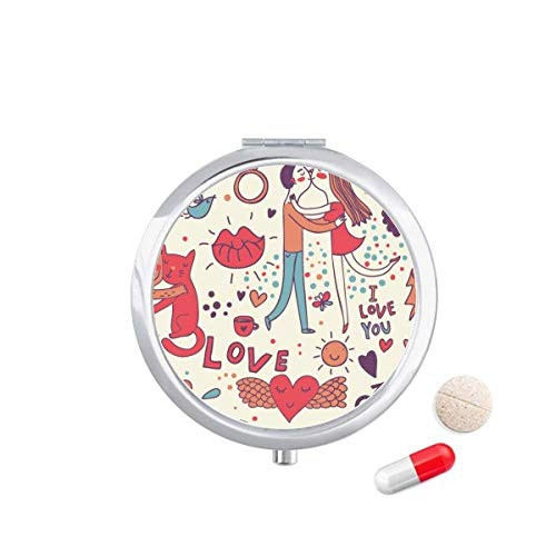 Love Couple Flower Plant Paint Pill Case Pocket Medicine Storage Box Container Dispenser