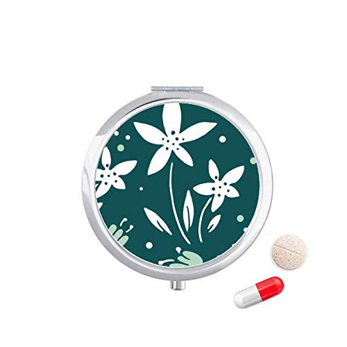 Green White Flower Plant Paint Pill Case Pocket Medicine Storage Box Container Dispenser