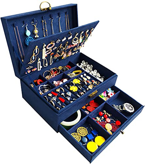 Jewelry Box for Women Girls- QBestry Big Jewelry Earrings Organizer Box with Lock Drawer Women Jewelry Display Storage Case for Earrings Bracelets Rings Necklace Watches -Style5 Jewelry Box for Women Girls- QBestry Big Jewelry Earrings Organizer Box with Lock Drawer Women Jewelry Display Storage Case for Earrings Bracelets Rings Necklace Watches -Style5