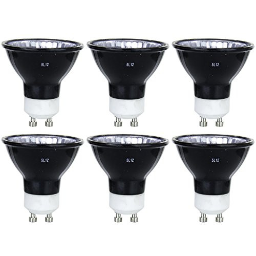 Sunlite Series 50MR16/CG/GU10/FL/120V/BB/6PK Halogen 50W 120V MR16 Flood Light Bulbs, Black Finish, 3200K Bright White, GU10 Base, 6 Pack