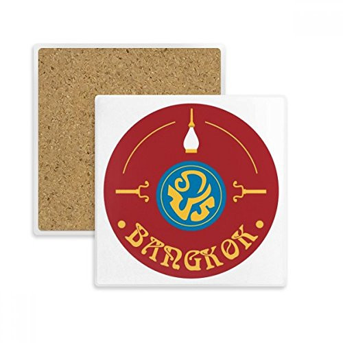 Thailand Culture Special Character Shield Square Coaster Cup Mat Mug Subplate Holder Insulation Stone