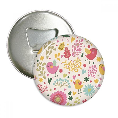 Bird Leaves Flower Plant Paint Bottle Opener Fridge Magnet Emblem Multifunction Badge