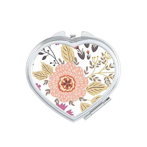 Dahlia Flower Paint Heart Mirror Travel Magnification Portable Handheld Pocket Makeup Dahlia Flower Paint Heart Mirror Travel Magnification Portable Handheld Pocket Makeup