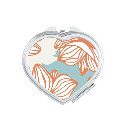 Orange Blue Flower Paint Heart Mirror Travel Magnification Portable Handheld Pocket Makeup Orange Blue Flower Paint Heart Mirror Travel Magnification Portable Handheld Pocket Makeup
