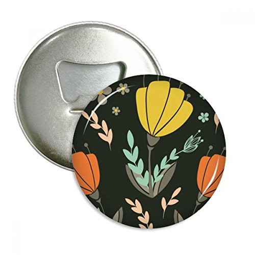 Yellow Orange Flower Plant Paint Bottle Opener Fridge Magnet Emblem Multifunction Badge