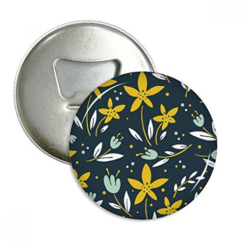 Yellow Green Flower Plant Paint Bottle Opener Fridge Magnet Emblem Multifunction Badge