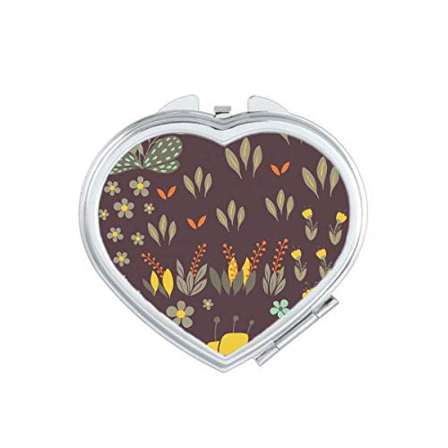 Mung Bean Flower Paint Heart Mirror Travel Magnification Portable Handheld Pocket Makeup Mung Bean Flower Paint Heart Mirror Travel Magnification Portable Handheld Pocket Makeup