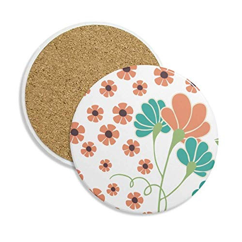 Orange Flower Plant Paint Coaster Cup Mug Tabletop Protection Absorbent Stone