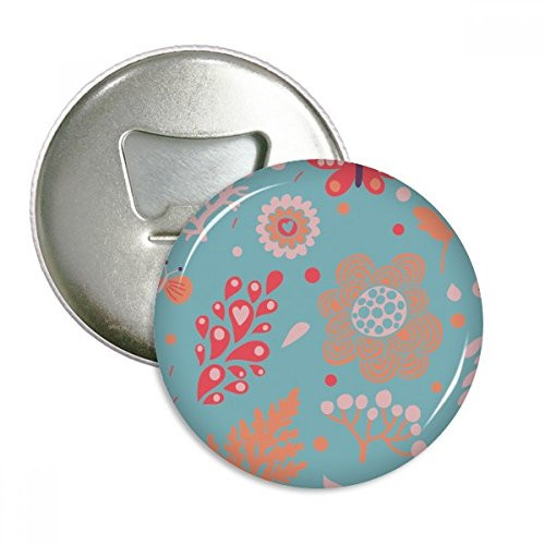 Blue Leaves Flower Plant Paint Bottle Opener Fridge Magnet Emblem Multifunction Badge