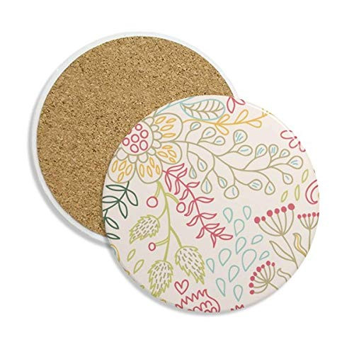 Line Leaves Flower Plant Paint Coaster Cup Mug Tabletop Protection Absorbent Stone