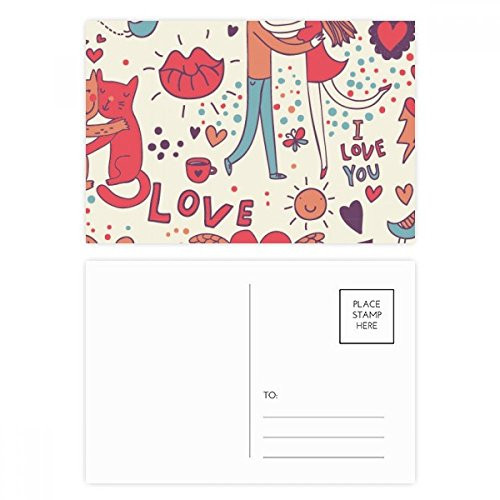 Love Couple Flower Plant Paint Postcard Set Birthday Mailing Thanks Greeting Card