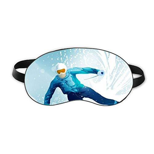 Winter Sport Skis and Ski Pole Illustration Sleep Eye Shield Soft Night Blindfold Shade Cover