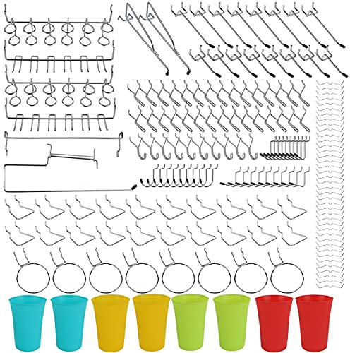 HORUSDY 170-Piece Pegboard Hooks Assortment. Pegboard Accessories with Pegboard Bins for Organizing Various Tools
