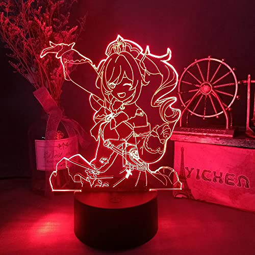 Genshin YuanShen 3D Night Lamp Anime Game Table Lamps for Bedroom Home Desk Setup Lighting Decor Atmosphere Bedside Light Gift HUTAO 3D Night Light for Kids?Touch Control