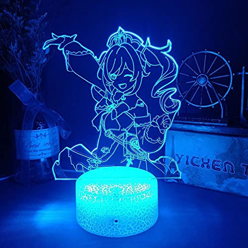 New Genshin YuanShen 3D Night Lamp Anime Game Table Lamps for Bedroom Home Desk Setup Lighting Decor Atmosphere Bedside Light Gift HUTAO 3D Night Light for Kids?Touch Control