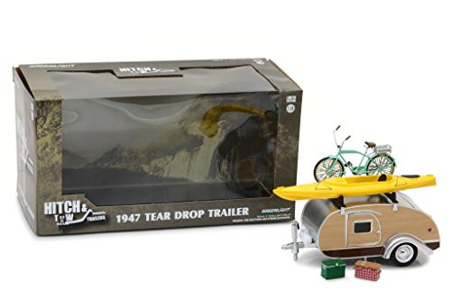 NEW DIECAST TOYS CAR GREENLIGHT 1:24 HITCH & TOW TRAILER SERIES 3 1947 TEAR DROP TRAILER 18430-A