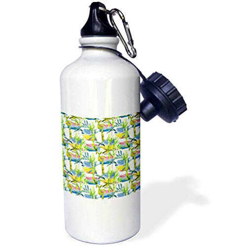 3dRose Anne Marie Baugh - Patterns - Image of Watercolor Bamboo On Image of Paint Splash Pattern - Flip Straw 21oz Water Bottle -wb-323052-2-