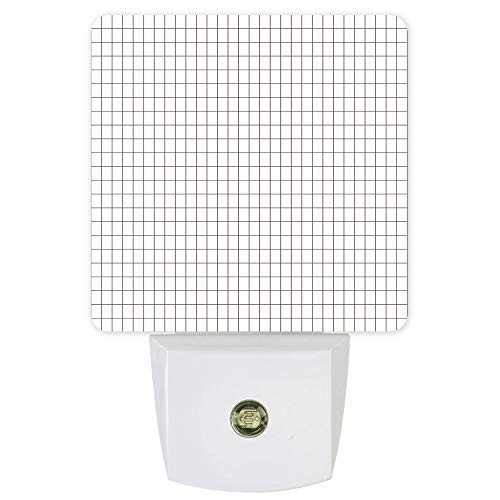 Black Lattice Plug-in LED Night Lights Geometric Check Auto Dusk-to-Dawn Sensor for Bedroom- Bathroom- Kitchen- Nursery- Hallway- Stairs- Wall Home Decor