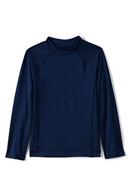 Lands' End B LS Solid Rash Guard Deep Sea Navy Kids Husky X-Large