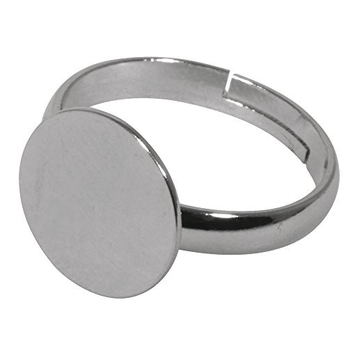 Rayher Stainless Steel Ring Base with Plate Tab Bag- Platinum- 12 mm