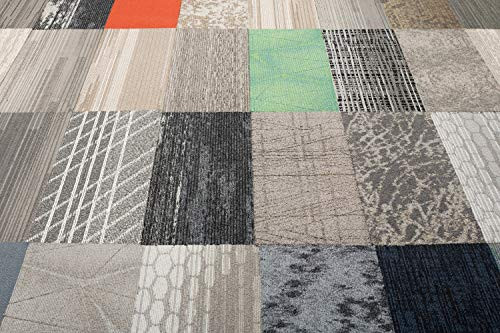Nance Industries 17665 Peel and Stick Commercial Carpet Tile, 12" x 36", Assorted, 10 Planks