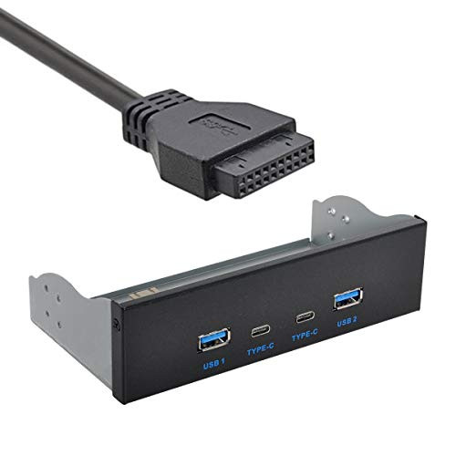 CY USB 3.0 20 Pin Motherboard Cable USB C Front Panel USB 3.0 Hub 4 Port for 5.25" CD-ROM Bay