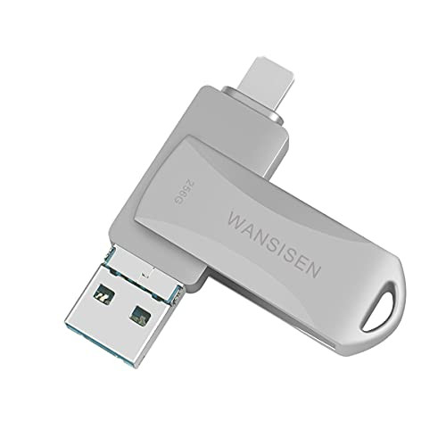 USB 256GB Thumb Drives Phone Flash Drive Photo Stick 3 in 1 USB 3.0 Memory Stick Wansisen Compatible Phone Pad Pod Mac Book USB C Android PC iOS External Storage BKB Grey 256G