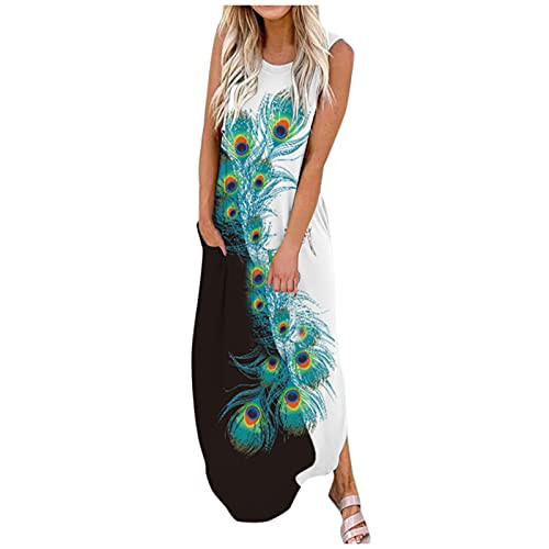Dress for Women Summer Sleeveless Casual Floral Printing Beach Long Maxi Loose Dresses with Pocket Dress for Women Summer Sleeveless Casual Floral Printing Beach Long Maxi Loose Dresses with Pocket