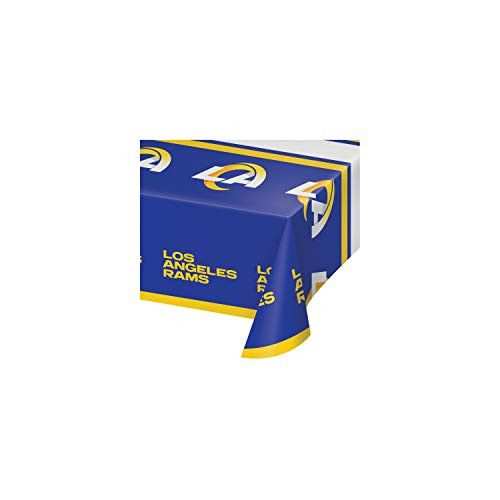 Creative Converting Los Angeles Rams Plastic Tablecloth- 54" x 102"- Blue and School Bus Yellow