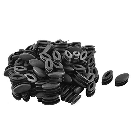 YeVhear Oval Plastic House Shape Table Chair Leg Tube Insert 100 Pieces Black