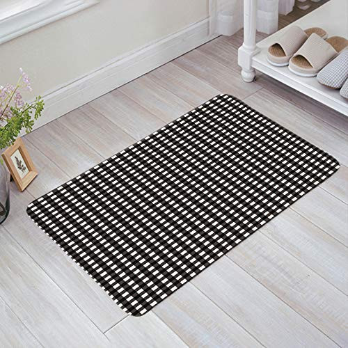 Homey Room Non-Slip Doormats Welcome Mats Mud Dirt Trapper Entrance Mats Rug Shoes Scraper for Floor/Indoor/Kitchen/Bedroom- Black White Buffalo Check 20'' x 31.5''
