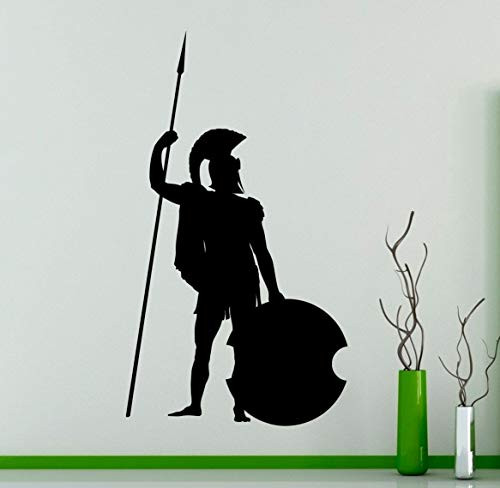 Wall Sticker-Warrior Wall Decal Vinyl Sticker Spartan with Shield and Spear Art Decor Room Custom Color Window Bedroom Ideas-bGDd141