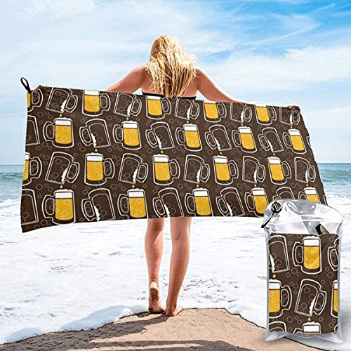 Beer Cup Microfiber Beach Towel-Men  and  Women Super Absorbent Quick Dry Oversized Bath Towel for Pool Bathroom Travel Sports Hotel -27.5''x55''-