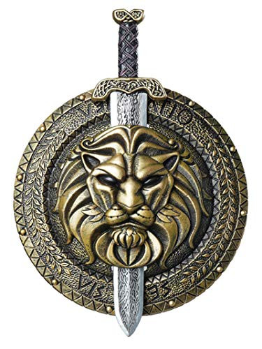 California Costumes Men's Gladiator Combat Shield  and  Sword Costume Accessory- Gold/Silver- One Size
