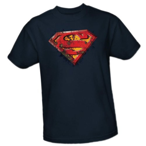 DC Comics Rusted Shield - Superman Youth T-Shirt- Youth X-Large Navy