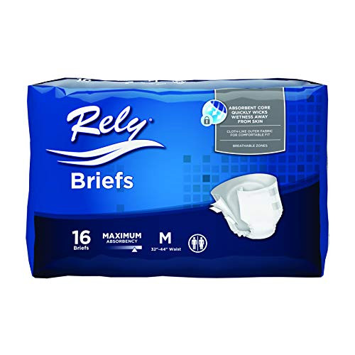 Rely® Adult Diapers- Disposable Incontinence Briefs with Tabs- Maximum Absorbency- Medium -32- 44-- 16 Count