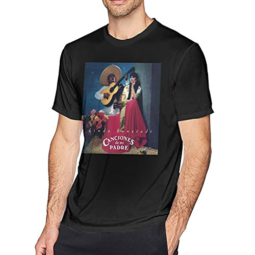 Linda Ronstadt Canciones De Mi Padre Men's Cotton Classic T-Shirt Mans Leisure Tee Round Neck Top Black Medium