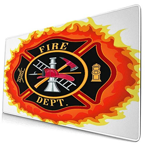 Large Decorative Gaming Mouse Pad-Fire Department Icon with Ladder Public Servi-Long Computer Mouse Mat with Non-Slip Rubber Base for Office/Gaming/Home