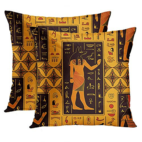 Emvency Set of 2 Throw Pillow Covers Black and Yellow Egypt Anubis Egyptian Gods Ancient Hieroglyphs Decorative Pillow Cases Home Decor Standard Square 18x18 Inches Pillowcases Emvency Set of 2 Throw Pillow Covers Black and Yellow Egypt Anubis Egyptian Gods Ancient Hieroglyphs Decorative Pillow Cases Home Decor Standard Square 18x18 Inches Pillowcases