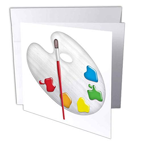 3dRose Anne Marie Baugh - Illustrations - an Art Palette of Paints and Paint Brush Illustration - 12 Greeting Cards with envelopes -gc-317945-2- 3dRose Anne Marie Baugh - Illustrations - an Art Palette of Paints and Paint Brush Illustration - 12 Greeting Cards with envelopes -gc-317945-2-