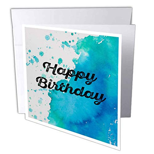 3dRose Happy Birthday with a Blue Watercolor Paint Splotch as. - Greeting Cards -gc-326853-2-