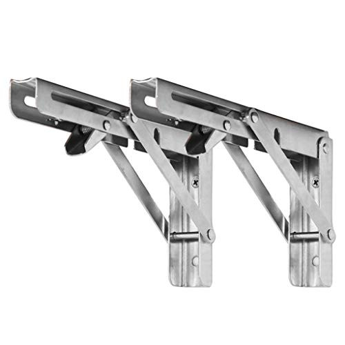 Wall Mounted Folding Shelf Bracket Stainless Steel Heavy Duty Triangle Support Brackets Max Load 70Kg -Silver-