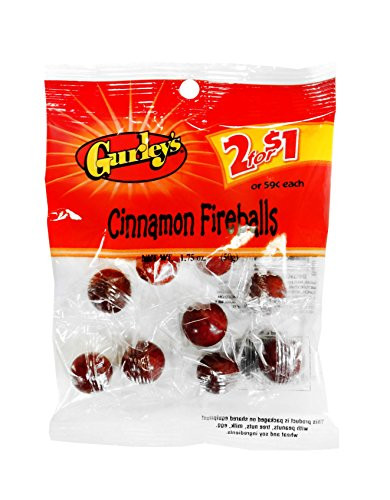 Gurleys 2/1.00 Cinnamon Fireballs- 12 Count -SUGAR CANDY - PEG-BOARD BAGS-