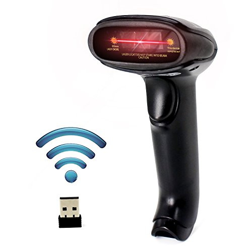 USB Wireless Barcode Scanner-Symcode Handheld Laser Barcode Reader Scanner -2.4GHz Wireless  and  USB2.0 Wired- Rechargeable Cordless 1D Barcode Scanner Bar Code Reader Wireless