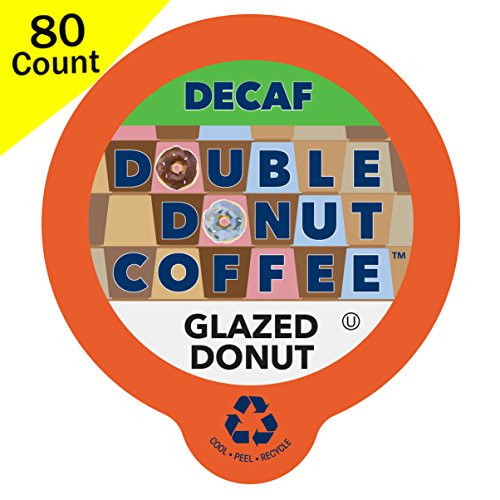 Double Donut Decaf Flavored Coffee, in Recyclable Single Serve Cups for Keurig K-Cup Brewers, 80 Count (Decaf Glazed Donut)