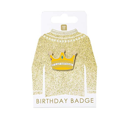 Talking Tables Party Decorations Birthday Pin Badge Enamel Brooch Royal Queen King Princess Prince- Gold PINBADGE. Crown. 1PK