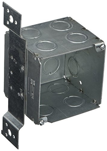 Hubbell-Raco 255 3-1/2-Inch Deep Square Electrical Box- Welded with FM Stud Bracket- -10- Concentric Knockouts- 3-3/4-Inch