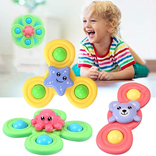 3PCS Suction Cup Spinner Toy- Baby Bath Spinner Toy with Rotating Suction Cup- Turntable Spinning Cartoon Animal Rotating Spinning Tops Cute Baby Toys Suitable for Bathroom Dining Table Chairs?Ocean?