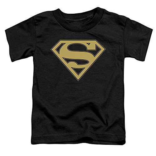 Superman Gold  and  Black Shield Unisex Toddler T Shirt for Boys and Girls- Large -4T-
