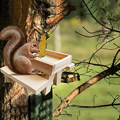 Squirrel Picnic Table- Picnic Table Feeder for Squirrels with Corn Holder-Cute and Fun Picnic Table Squirrel Feeder-Corn Cob Picnic Table Food Holder-Funny Gag Feeders Novelty -001-